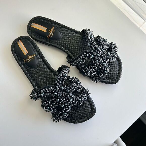 Sam Edelman Shoes - NWT SAM EDELMAN Bay Perla sandals black Beaded Slides Leather